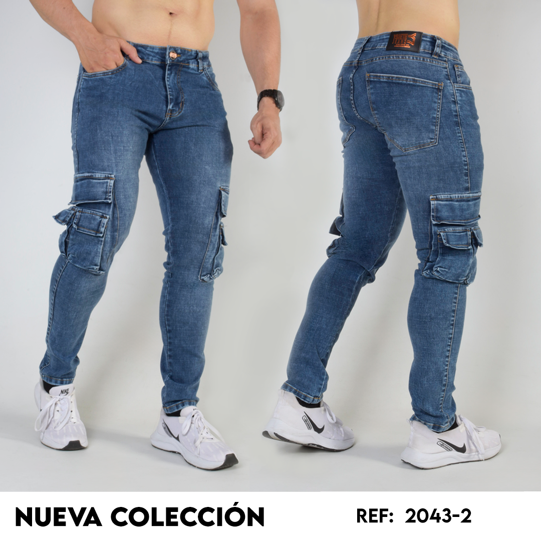 PANTALON CARGO DE HOMBRE AZUL 2043-2