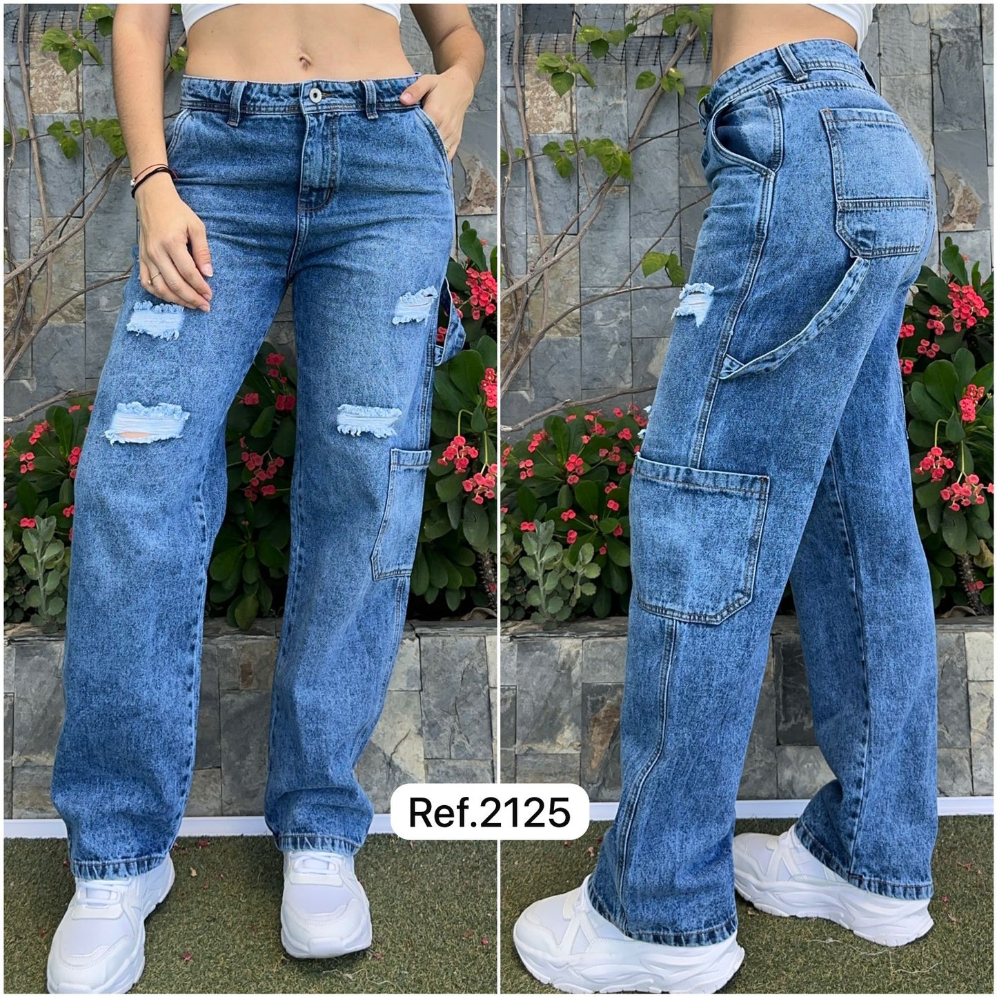 2125 PN DAMA CARGO JEANS BOTA RECTA