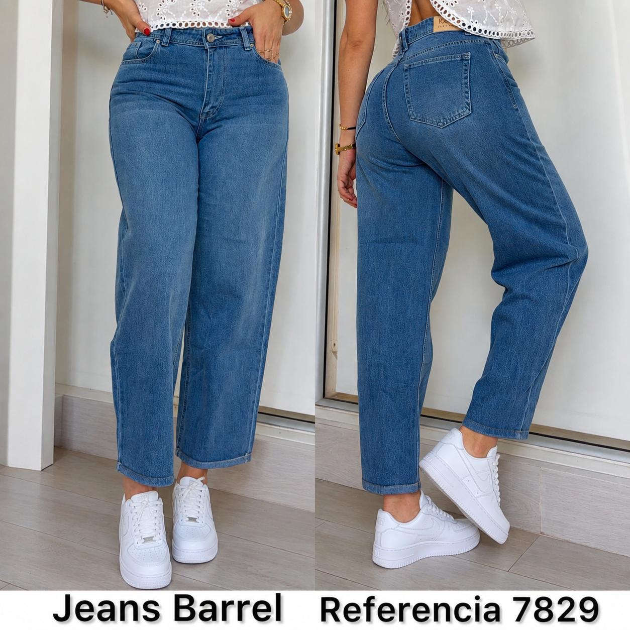 Ref. 7829 PN DAMA JEANS BARREL CON TENNIS