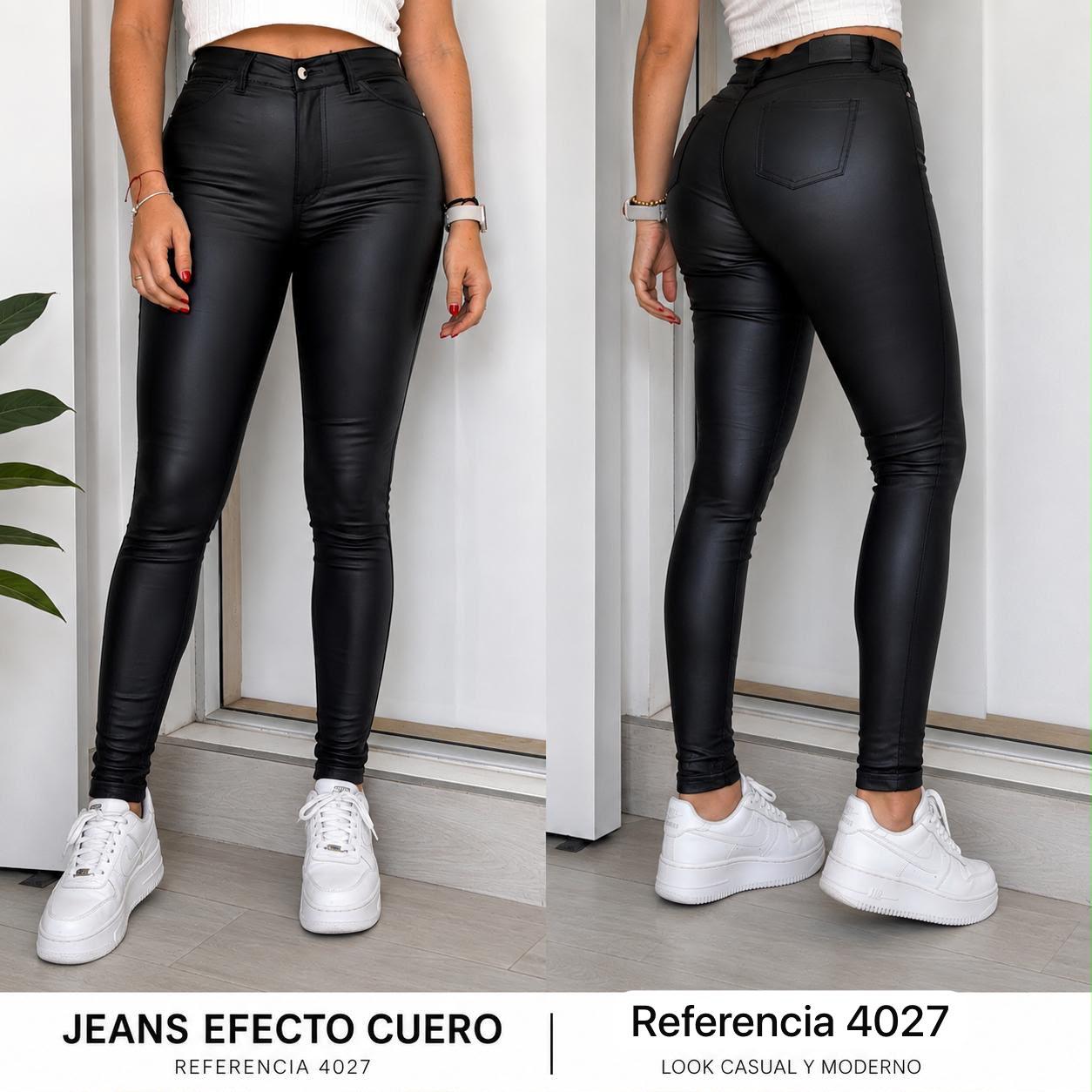 Ref. 4027 PN DAMA JEANS EFECTO CUERO