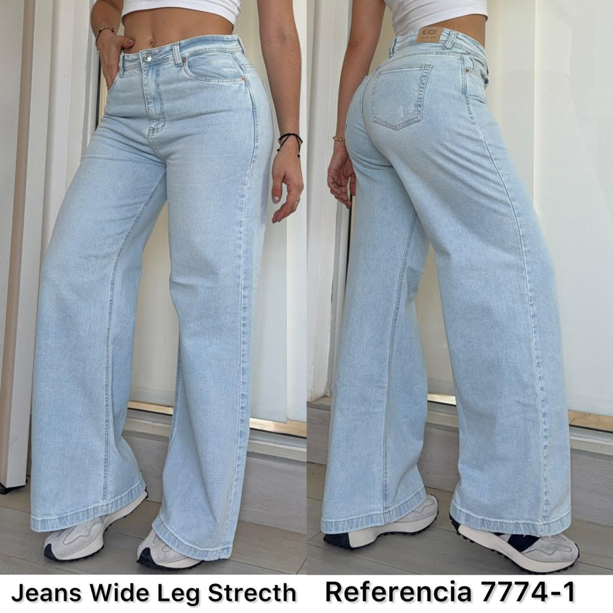 Ref. 7774-1 PN DAMA JEANS WIDE LEG STRECTH AZUL HIELO