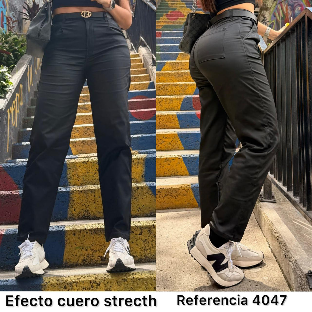 Ref. 4047 PN DAMA JEANS EFECTO CUERO