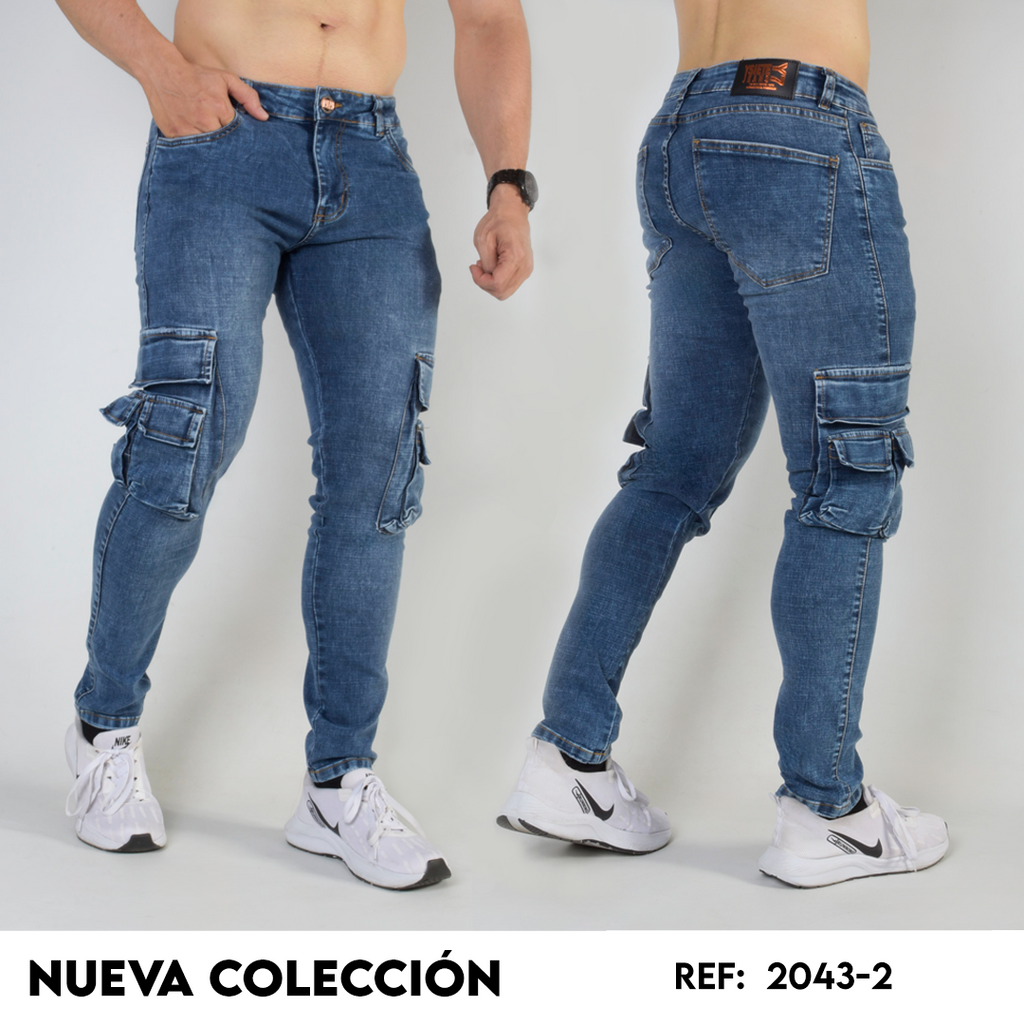 PANTALON CARGO DE HOMBRE AZUL  2043-2