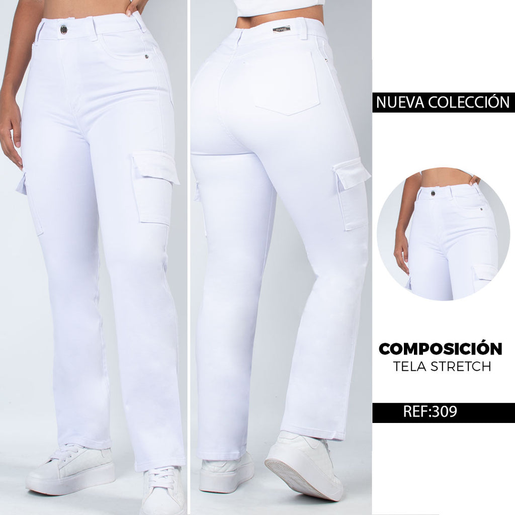 B309 PN DAMA SKINNY CARGO BOT BLANCO