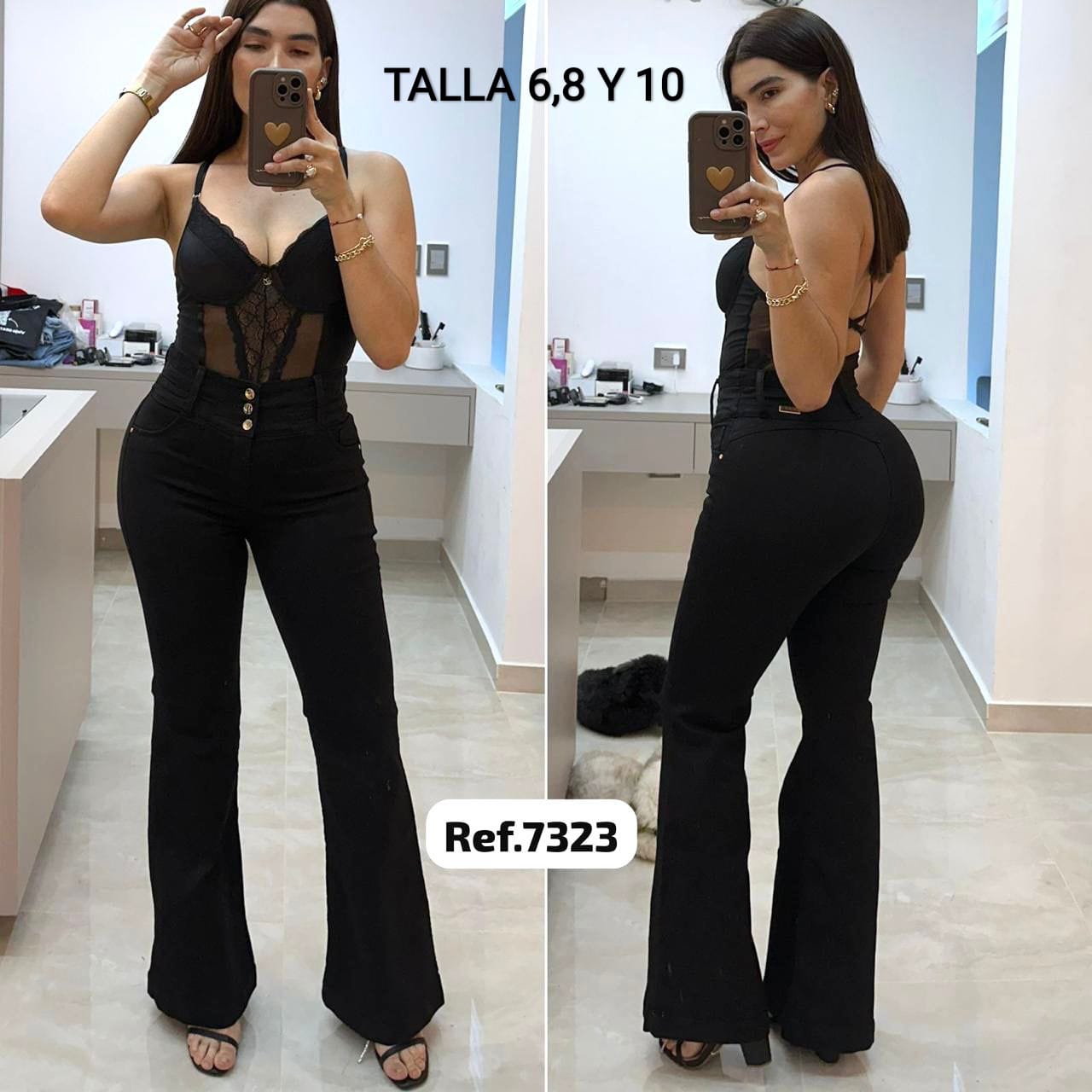 7223 PN DAMA JEANS BOTA CAMPANA PREMIUM