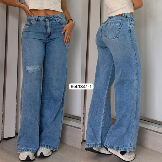 Ref. 1341-1  AZUL CLARO PN DAMA JEANS BOTA RECTA PREMIUM
