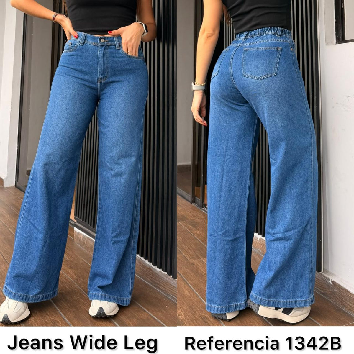 Ref. 1342 B  PN DAMA JEANS WIDE PRETINA TRASERA STRECTH