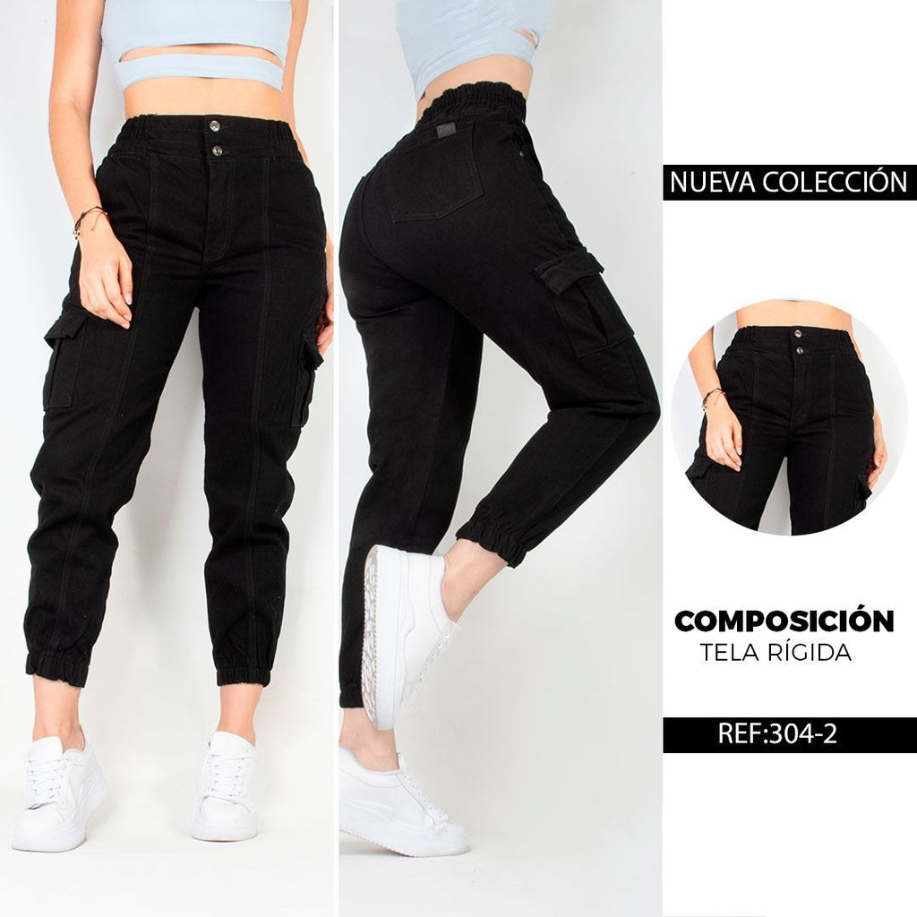 304-2 PN DAMA JOGGER CARGO NEGRO